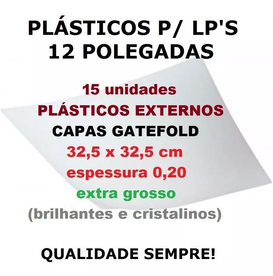 15 Plásticos Externos 0,20 Grosso P/ Lp Vinil Capa Gatefold