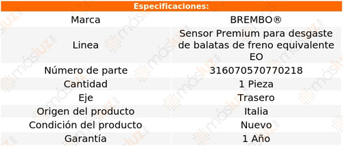 1.sensor Para Balatas Trasera Bmw 1 Series M 11 Brembo Foto 2