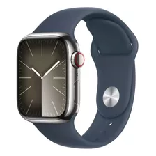 Apple Watch Series 9 Gps + Cellular Caixa Prateada De Aço Inoxidável 45 Mm Pulseira Esportiva Azul-tempestade M/g