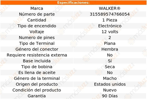 Bobina Encendido Plymouth Colt L4 2.4l 92/93 Walker Foto 5