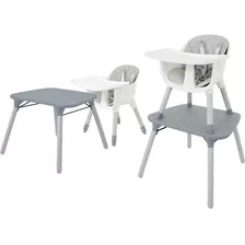 Silla Periquera Alta Bebe 4 En 1 Reforzada Mesita Escritorio Color Gris Con Blanco