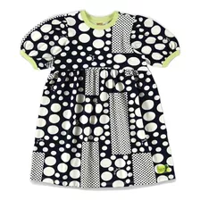 Vestido Infantil Up Baby Manga Curta Em Cotton - Bolinhas