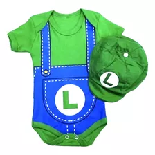 Body Bebê Temático Mesversário Luigi + Boina