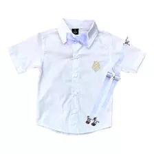 Roupa Infantil Menino Camisa Social Curta + Kit Suspensório