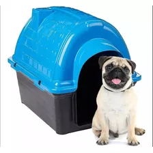 Casinha De Cachorro N1 Raças Pequenas Plástico Resistente Cor Azul
