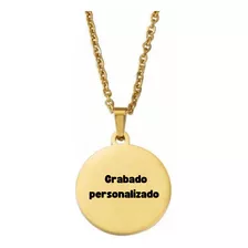 Medalla Personalizada Con Cadena Grabada Acero Color Oro