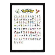 Pôster Quadro Todos Os Pokemons Segunda Geração Moldura A4