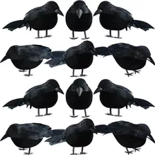 9 Piezas De Cuervo Con Plumas Negras Realistas Para Decoraci