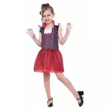 Fantasia Vestido Vampira Infantil Halloween Festa