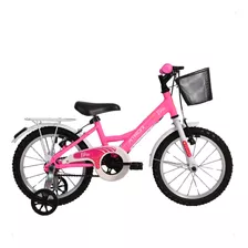 Bicicleta Infantil Feminina Aro 16 Com Cestinha Infantil Cor Bliss/rosa