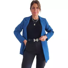 Saco Blazer Mujer Largo Entallado Forrado Dama Talles