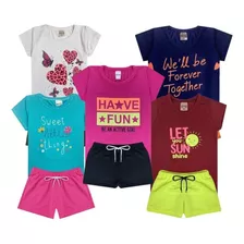 Kit 2 Pçs De Roupa Infantil Cam + Short Menina Bebe Promoção