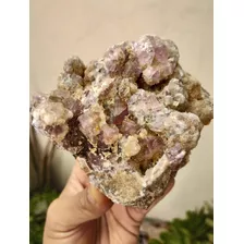 Fluorita Cúbica Con Fantasmas Rosas, Mineral De Colección. 