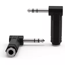 Conector 1/4 6.35mm Macho A Hembra, 90 Grados/negro/2 Pack