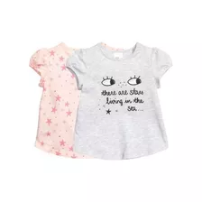 Pack 2 Remeras Niña H&m Stars Con Etiqueta