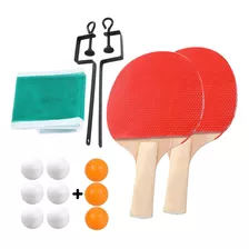 Raquete Ping Pong Tênis De Mesa Par + 9 Bolas + Rede
