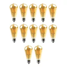 Kit 12 Lâmpadas Led 4w Pera St64 Bivolt Retro Vintage Top Luz Branco-quente 110v/220v