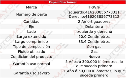 2-amortiguadores Gas Delanteros Trw Volvo S40 04-12 Foto 2