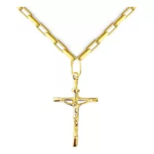 Corrente Maciça 60cm 4.8gr + Crucifixo De Ouro 18k + Brinde
