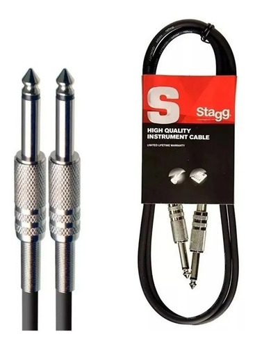 Cable Instrumento Plug Plug Stagg 3 Metros Guitarra Bajo