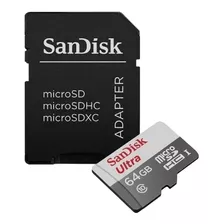 Cartão Microsdxc Sandisk Ultra 64gb De 100mb/s, Classe10, Uh