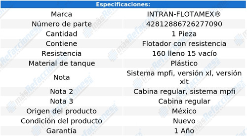 Flotador Bomba Gas F-100 Ranger 95-97, Mazda B2300, B3000 Foto 2