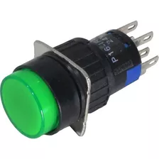 Botão Pulsador Iluminado C/retenção P16-ir7-g2 Verde - 2rev 