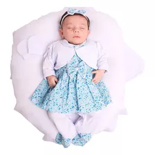 Saída De Maternidade Menina Penélope Floral Azul 05 Pçs