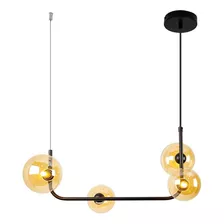 Pendente Stato 4 Globos De Vidro P/ Lâmpada G9 St1934 Cor Preto C/ Vidro Champagne 110v/220v