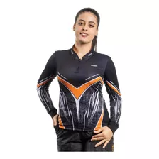 Camisa De Pesca Brk Feminina Orange Víper Com Uv 50+