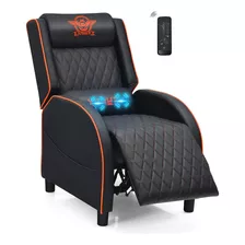 Silla Reclinable Gamer Reposapies Color Naranja Marca Powers