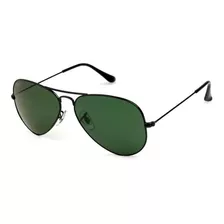 Óculos De Sol Aviador Clássico Preto Verde G15 Proteção Uv