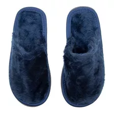 Pantufa Pelúcia Azul Marinho Premium Chinelo De Quarto 