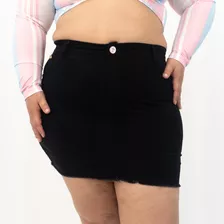 Saia Curta Preta Jeans Do 46 Ao 54 Plus Size Feminina 