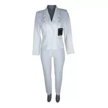 Conjunto Traje Sastre Formal Casual Dama Uniforme Blanco