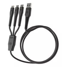 Cable Cargador Sleve Line X Usb A Triple Usb Black