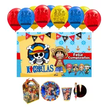 One Piece Fiesta Kit 20 Niños Vasos Platos Lona Vela Luffy