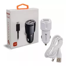 Adaptador 2 Usb 2.4a 12v + Cable Tipo C, Goldtech 