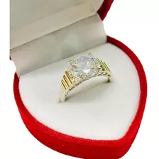 Anillo Compromiso Solitario Plata Y Oro Muje Novia Ap 042