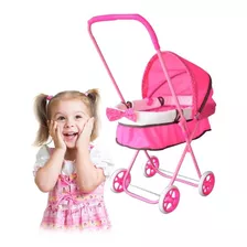 Juguete Cochecito Para Muñeca Moises Coche Niñas Rosa Jugar 