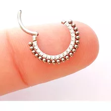 Piercing Tianio Click Indiano Prata Dourado Orelha Septo