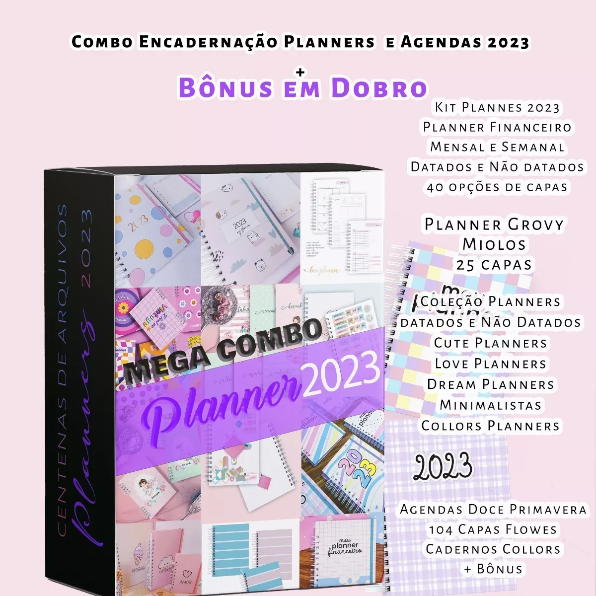 Combo Encadernação Planners + Agendas 2023 + Bônus Em Dobro