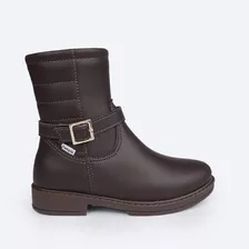  Bota Infantil Feminina Pampili Marrom Salto Baixo Fashion