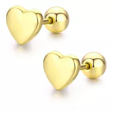 Finos Aretes Broquel Corazón Oro 14k Lam Bolita Niña Adulto