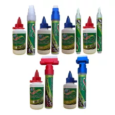 Kit Escrita C/ 6 Pinceis Azuis E Vermelhos + 600ml De Tinta