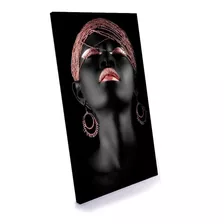Quadro Decorativo Mulher Negra Rose Para Sala 60x90 Canvas