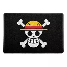 Capacho One Piece Piratas 60x40cm Cor Preto