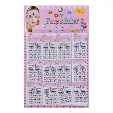 Pack 12 Stickers Brillos Para La Cara Niñas Pintacarita