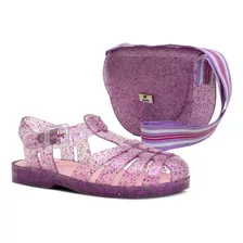 Sandalia Infantil + Bolsa Menina Nº21ao34 Moda Glitter 04.75