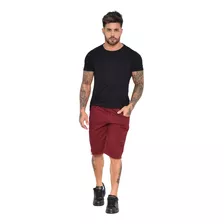 Bermuda Jeans Preta Laranja Destroyed Rasgada Skinny Masculi